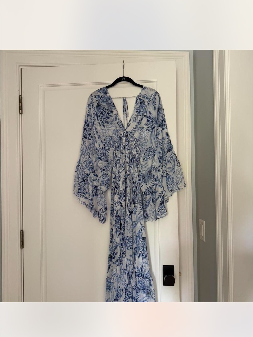 Misa Los Angeles Blue and White Floral Maxi Dress